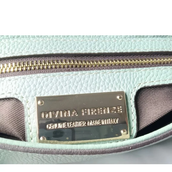 DIVINA FIRENZE Made In Italy Leather Baquette Flap Over Shoulder Crossbody Bag